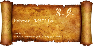 Mahrer Júlia névjegykártya